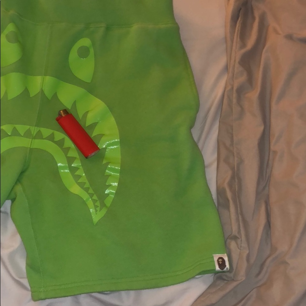 All Green Bape shorts